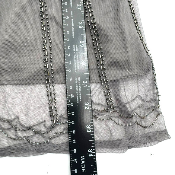 ANGIE‎ XL Gray Silver Sequin Beaded Lined Sleeveless Mini Dress Party Flapper - Picture 7 of 7